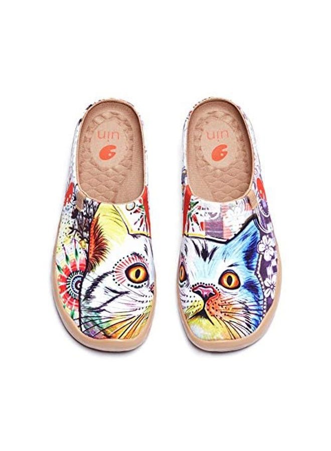 UIN Women's Slipper Fashion Canvas Comfort Travel Art Shoes Outdoor Slippers Casual Household Slip On Mules,Cheer Up,39EU - Image 1