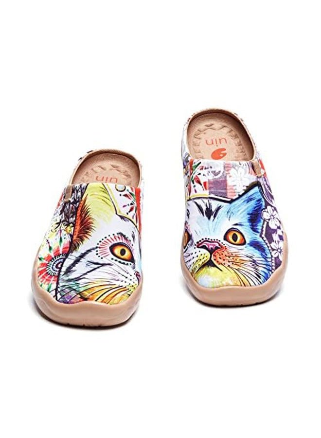UIN Women's Slipper Fashion Canvas Comfort Travel Art Shoes Outdoor Slippers Casual Household Slip On Mules,Cheer Up,39EU - Image 4