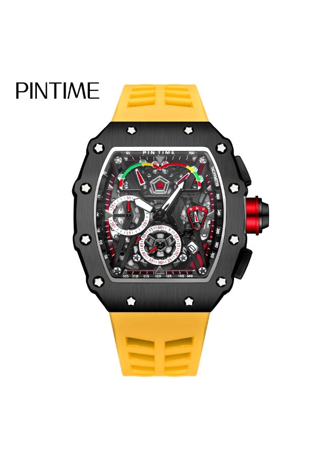 PINTIME Fashion Mens Watch Hallow Punk Chronograph Sports Wristwatch Luxury Designer Mens Watch - Image 1
