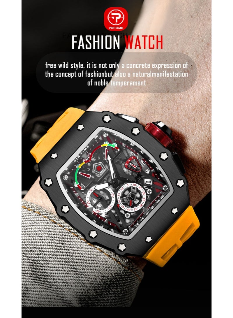 PINTIME Fashion Mens Watch Hallow Punk Chronograph Sports Wristwatch Luxury Designer Mens Watch - Image 4