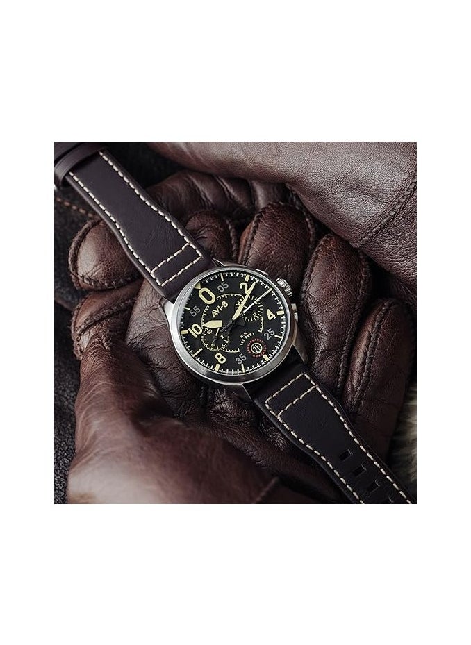 AVI-8 AV-4089-01, Chronograph Men Watches, Leather Brown Strap  - Image 4