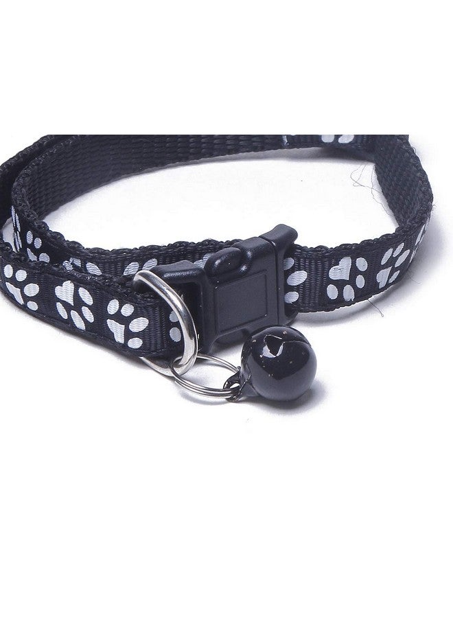 Printed Dog Collar For Puppies, Small Dogs, Cat, Kitten Collar With Bell (Adjustable Neck Size : 10-15Inch) (Black) - Image 2
