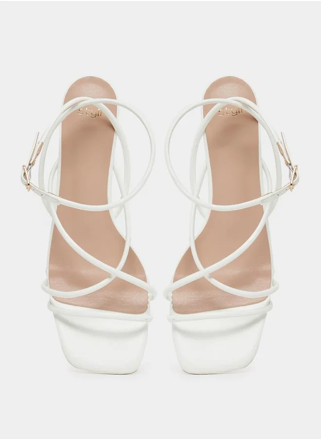 Styli Strappy Open Toe Stiletto Heel Sandals