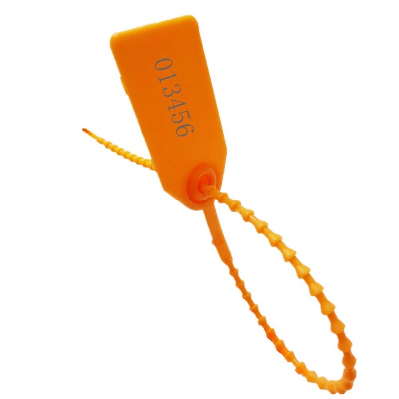 Plastic Security Seals 9.84â€œ Tamper Proof Self Locking Security Tags Pull-Tite Signage Ties Numbered Orange Pack of 100 PCS