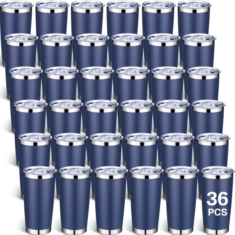 Sieral Sieral 36 Packs Stainless Steel Tumbler Bulk with Lid Vacuum Double Wall Insulated Travel Coffee Mug Powder Coated Tumbler Cup for Graduation Wedding Christmas Birthday PartyNavy 20 oz 