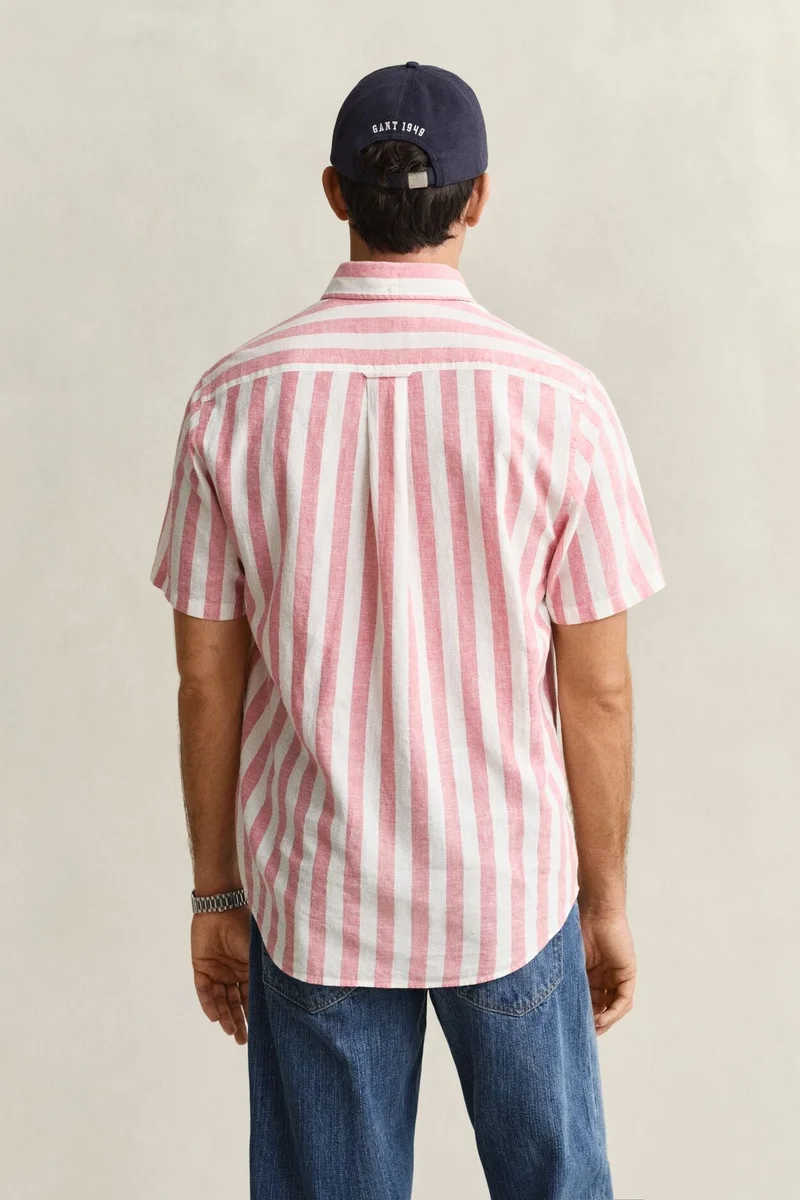 GANT  Regular Cotton Linen Stripe Short SleeveShirt for Men | Best Price UAE