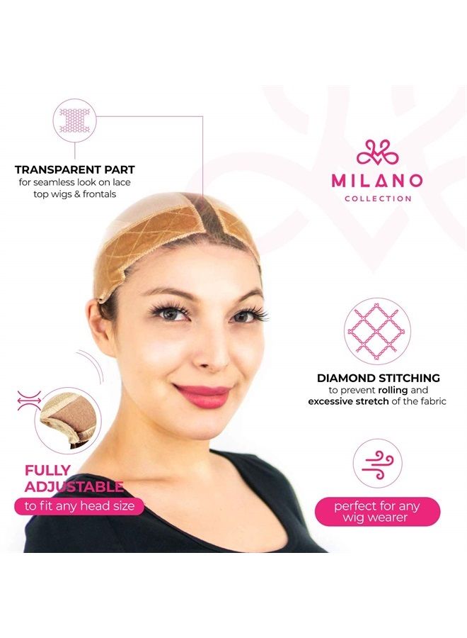 MILANO COLLECTION Lace Wig Grip Cap for Women | Stocking Dome Cap with Built In Elastic Headband | Non Slip Wig Gripper Accessories for Keeping Wigs Lace Front In Place, Nude, 1 Pack, One Size  - Image 2
