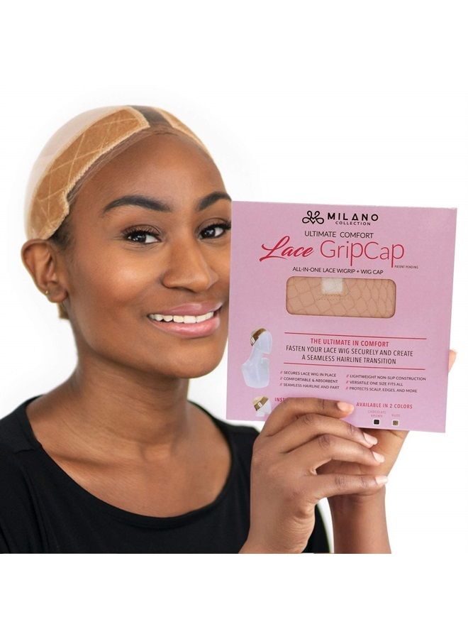 MILANO COLLECTION Lace Wig Grip Cap for Women | Stocking Dome Cap with Built In Elastic Headband | Non Slip Wig Gripper Accessories for Keeping Wigs Lace Front In Place, Nude, 1 Pack, One Size  - Image 1