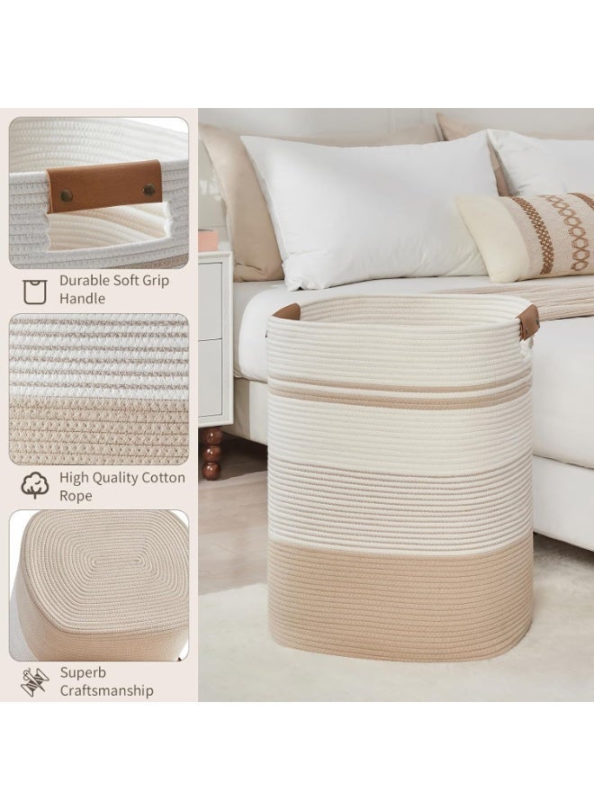 SEN WEIR 85L Large Woven Laundry Basket with Handles, Cotton Rope Storage Bin for Blankets Toys and Clothes, Decorative Tall Laundry Hamper for Living Room Bedroom Bathroom and Nursery - Image 5