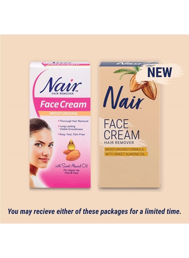 Nair كريم مرطب لإزالة الشعر من الوجه، بزيت اللوز الحلو، 2 أونصة - Image 3