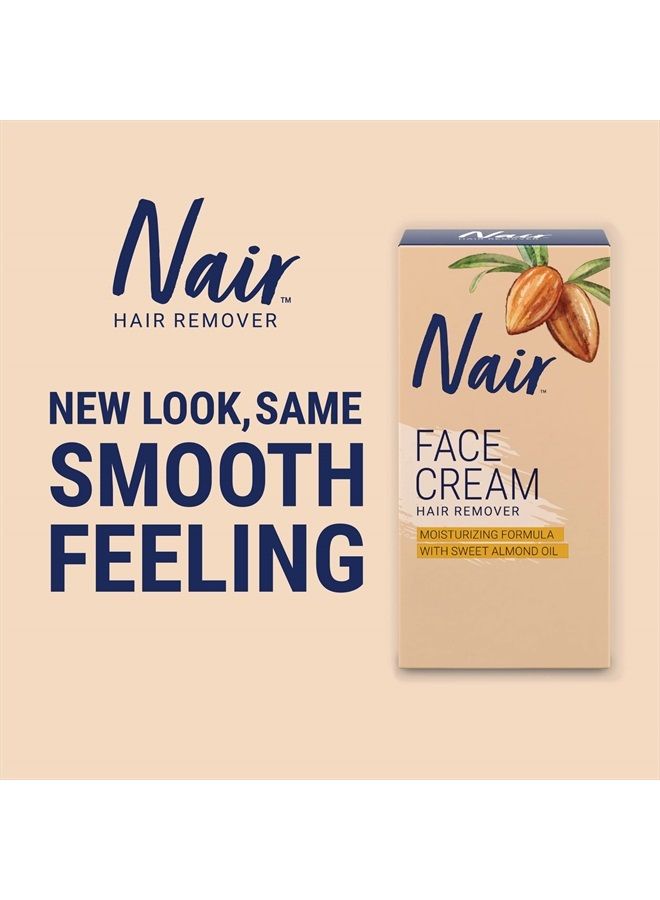Nair كريم مرطب لإزالة الشعر من الوجه، بزيت اللوز الحلو، 2 أونصة - Image 2