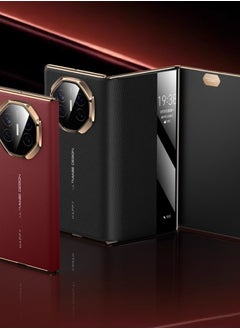 Generic HUAWEI MateXT Phone Case New XT Extraordinary Master Triple Folding Screen Flip Smart Windows Protective Case with Bottom Axis Hinge Full Package [Xuan Black]  - Image 2