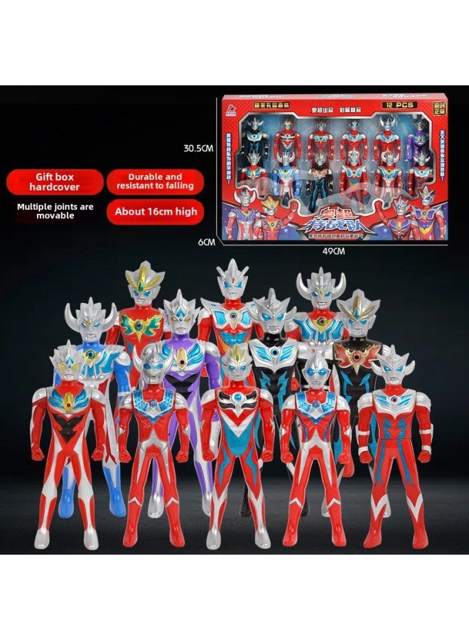 Children's Large Ottoman Toy Figure Salty Egg Superman Stall Sound And Light Tyro Men's Hand Model Toy-Color:1612【12 Superman Gift Box】 - Image 1