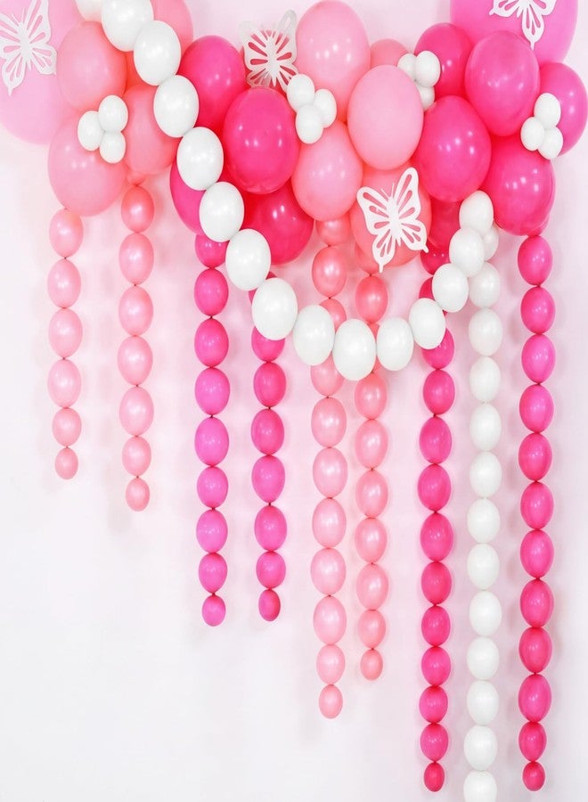 Meanplan 100 Pcs Link Balloon Quick Linking Latex Connected Balloons Linkable for New Year's Party Valentine's Day Carnival Wedding Decoration(10 Inch,Pink, Hot Pink, White) - Image 1