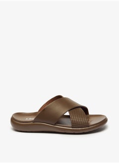 Men Textured Slip-On Cross Strap Sandals