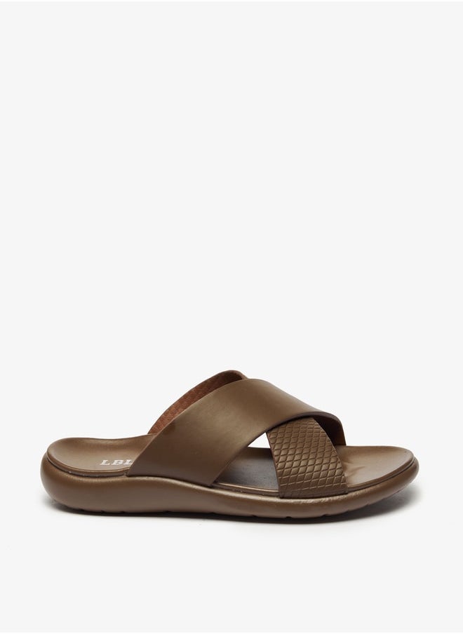 LBL by Shoexpress - Men Textured Slip-On Cross Strap Sandals - Image 1