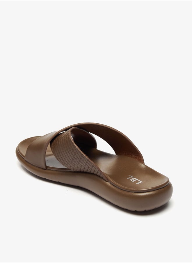 LBL by Shoexpress - Men Textured Slip-On Cross Strap Sandals - Image 1
