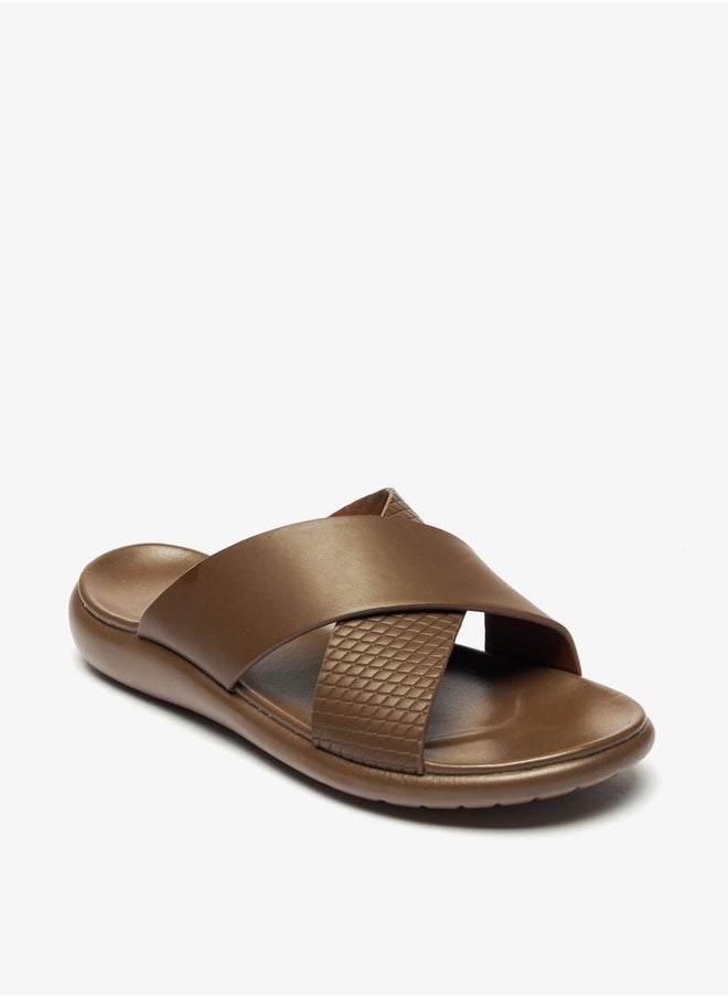 LBL by Shoexpress - Men Textured Slip-On Cross Strap Sandals - Image 1