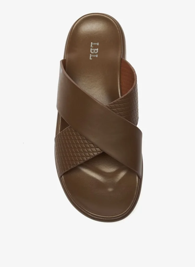 ال بي ال من شو اكسبرس Men Textured Slip-On Cross Strap Sandals