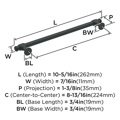 Amerock | Cabinet Pull | Matte Black | 8-13/16 inch (224 mm) Center-to-Center | Winsome | 1 Pack | Drawer Pull | Cabinet Handle | Cabinet Hardware - Image 4