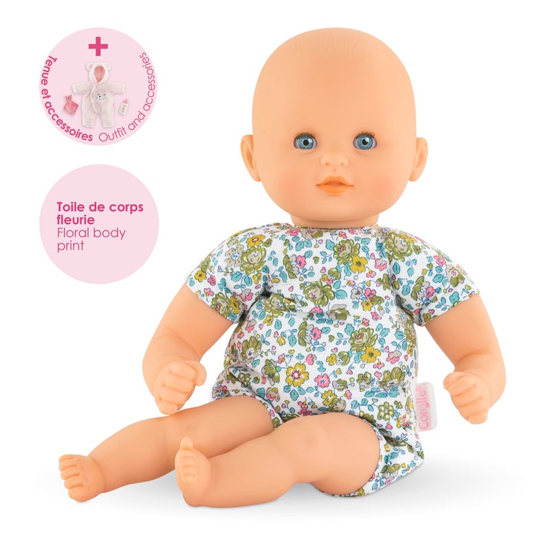 Corolle My First Baby Doll Cuddly Teddy Bear - 12" Soft Boy Baby Doll with Vanilla Scent, Pink Bear Outfit & Sleeping Eyes for Girls, Cute Reborn Realistic Baby Dolls for 2 Year Old Girls - Image 4