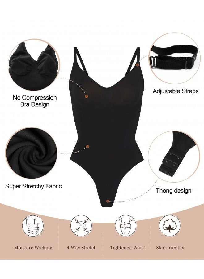 SHAPERX Women's Shapewear Bodysuit Tummy Control Body Shaper Seamless Sculpting Snatched Waist Body Suit,SZ5215-Black-L/XL - Image 4