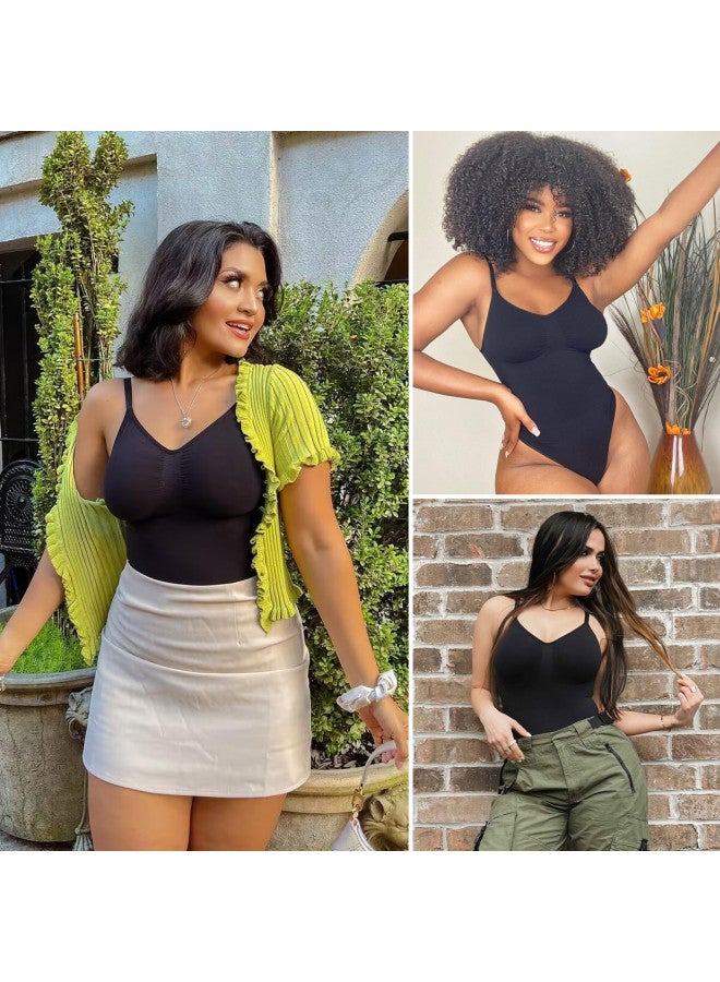 SHAPERX Women's Shapewear Bodysuit Tummy Control Body Shaper Seamless Sculpting Snatched Waist Body Suit,SZ5215-Black-L/XL - Image 3