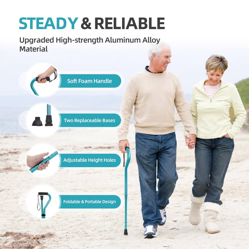 BeneCane Walking Cane for Men & Women Adjustable Cane with Offset Soft Cushioned Handle -Portable Lightweight Sturdy Mobility Walker Aid for Elderly, Seniors Collapsible Cane Blue - Image 2