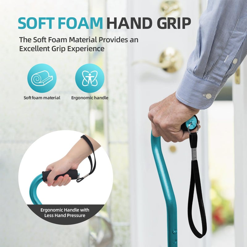 BeneCane Walking Cane for Men & Women Adjustable Cane with Offset Soft Cushioned Handle -Portable Lightweight Sturdy Mobility Walker Aid for Elderly, Seniors Collapsible Cane Blue - Image 5