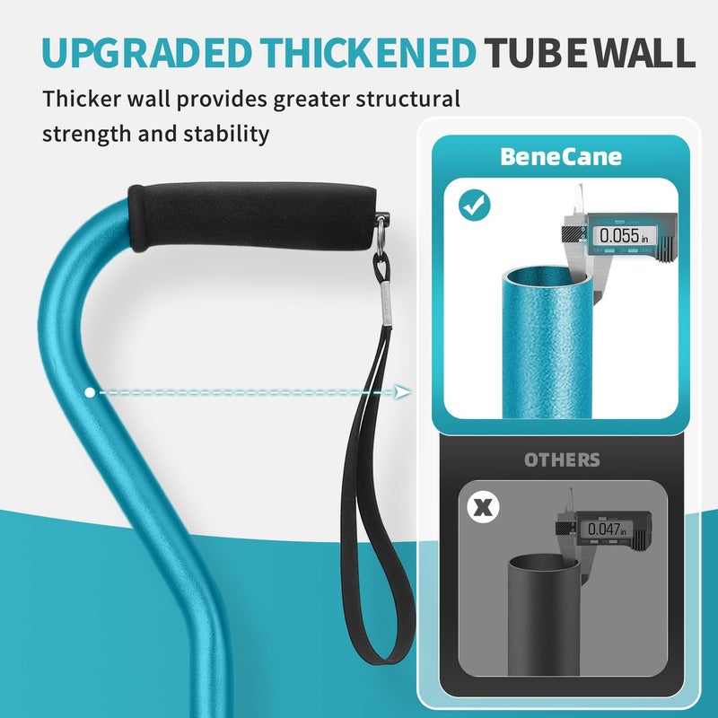 BeneCane Walking Cane for Men & Women Adjustable Cane with Offset Soft Cushioned Handle -Portable Lightweight Sturdy Mobility Walker Aid for Elderly, Seniors Collapsible Cane Blue - Image 3