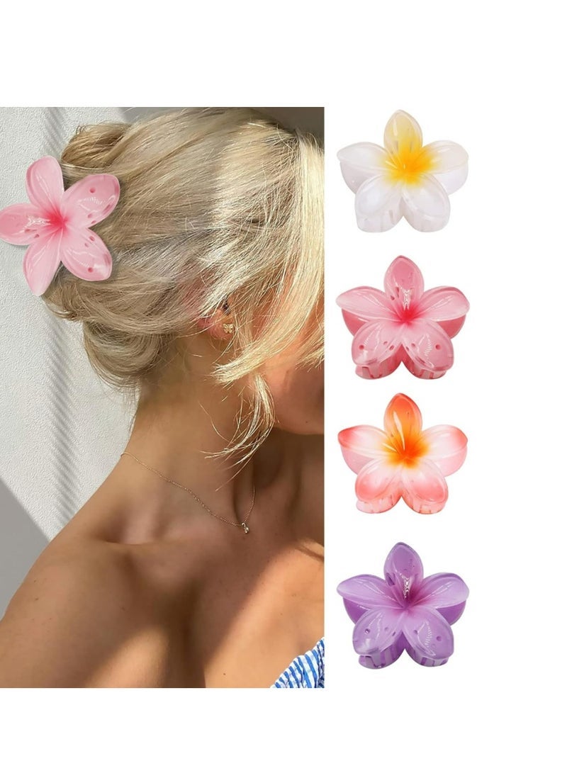 Flower Hair Claw Clips 4Pcs Large Claw Clips for Thick Hair,Strong Hold Nonslip Hair Clips for Women,Hawaiian Flower Claw Clips,Cute Hair Clips - Image 1