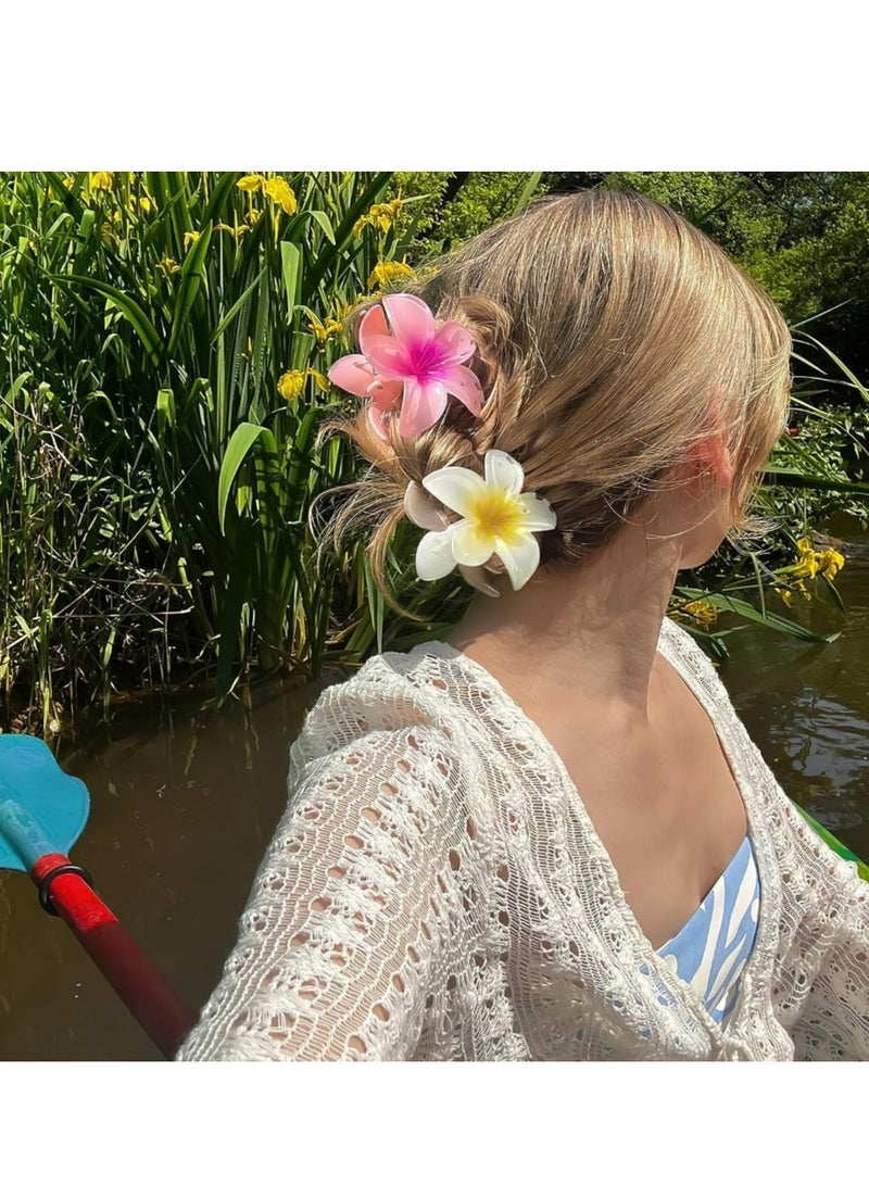 Flower Hair Claw Clips 4Pcs Large Claw Clips for Thick Hair,Strong Hold Nonslip Hair Clips for Women,Hawaiian Flower Claw Clips,Cute Hair Clips - Image 2