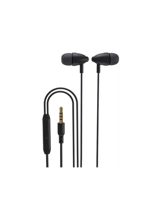 porodo Blue In-Ear Stereo Earphones with 3.5mm AUX Connector, 112dB SPL, High-Clarity Microphone, 1.2m Cable Length, ABS Material - Black - Image 1