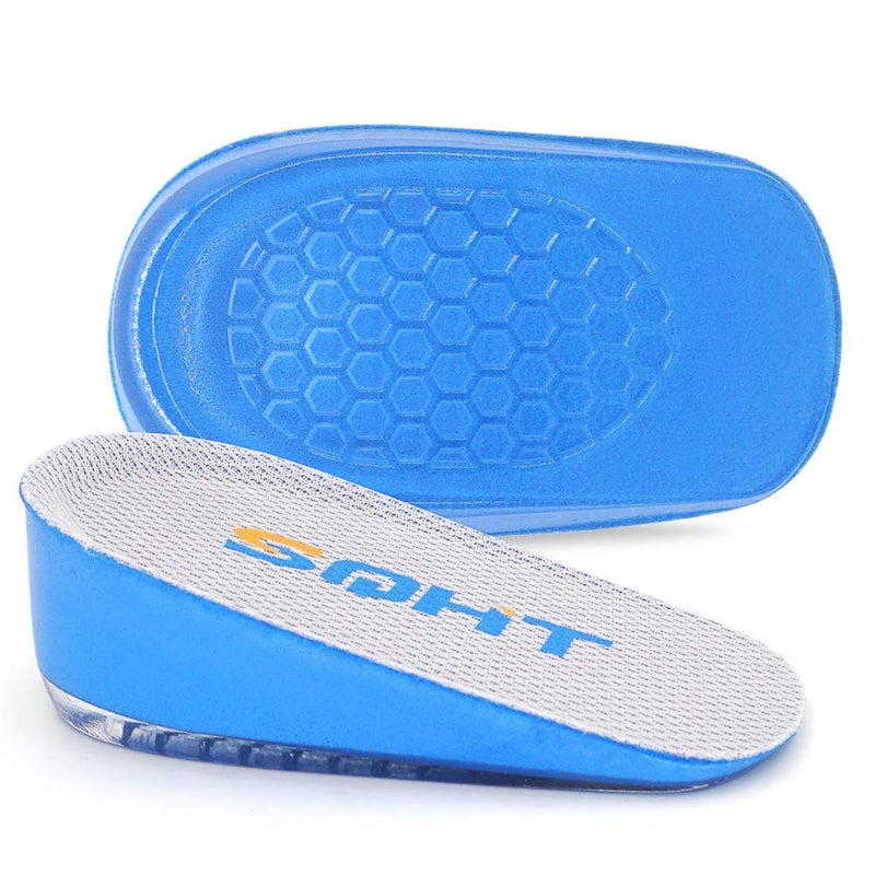 SQHT Heel Lift for Achilles Tendonitis, Heel Pain and Leg Length Discrepancy, Shoe Inserts for Men and Women (Blue&Beige, Small (1.4" Height)) - Image 1