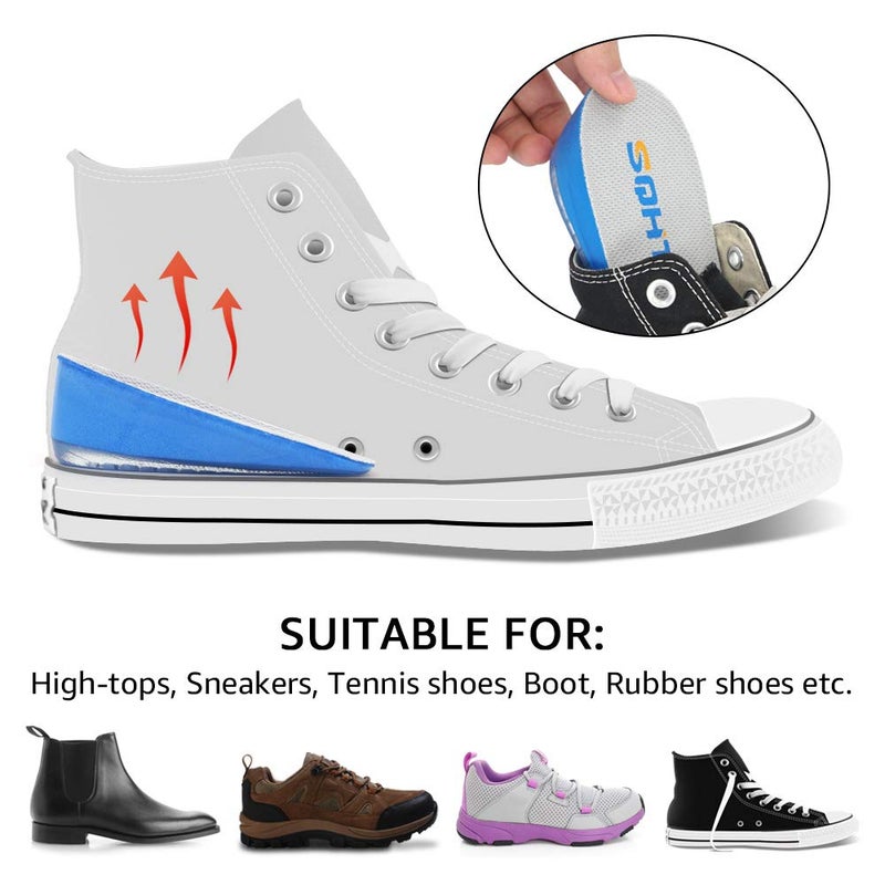 SQHT Heel Lift for Achilles Tendonitis, Heel Pain and Leg Length Discrepancy, Shoe Inserts for Men and Women (Blue&Beige, Small (1.4" Height)) - Image 4