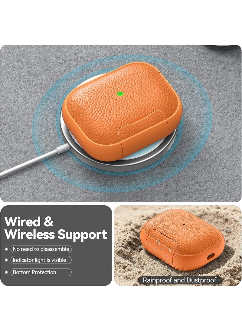 هذا الغطاء الواقي الجديد ذو الملمس الجلدي متوافق مع سماعات AirPods 4 ويأتي مزودًا بحبل تعليق. يتميز بمقاومته للخدوش ومتانته، مما يجعله مثاليًا للسفر. - Image 3