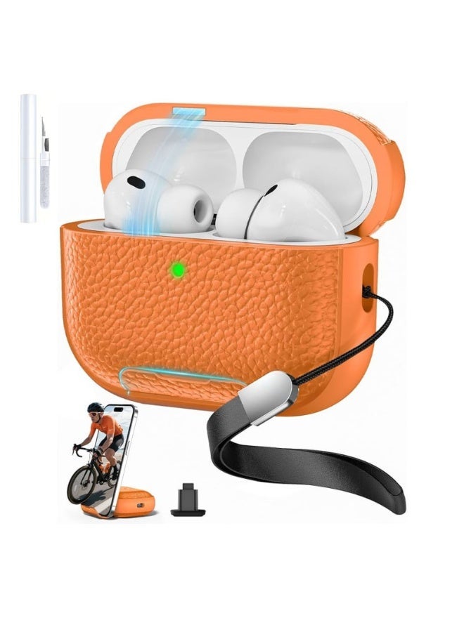هذا الغطاء الواقي الجديد ذو الملمس الجلدي متوافق مع سماعات AirPods 4 ويأتي مزودًا بحبل تعليق. يتميز بمقاومته للخدوش ومتانته، مما يجعله مثاليًا للسفر. - Image 1