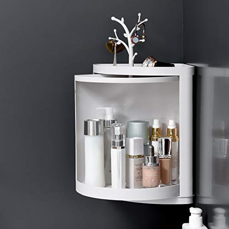 Olpad Bathroom Cabinet Organizer Box, Dustproof and Waterproof Rotating Triangle Shelf, Kitchen Bathroom Cabinet Organizer, Corner Locker Cosmetic Storage Rack wall Type (Samll) - Image 2