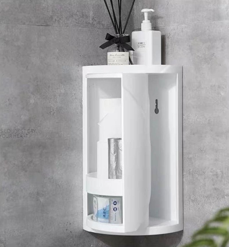 Olpad Bathroom Cabinet Organizer Box, Dustproof and Waterproof Rotating Triangle Shelf, Kitchen Bathroom Cabinet Organizer, Corner Locker Cosmetic Storage Rack wall Type (Samll) - Image 5