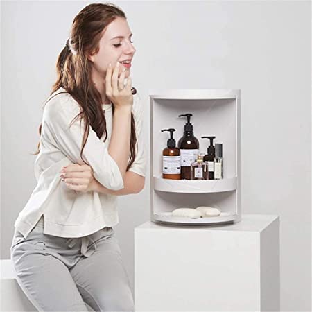 Olpad Bathroom Cabinet Organizer Box, Dustproof and Waterproof Rotating Triangle Shelf, Kitchen Bathroom Cabinet Organizer, Corner Locker Cosmetic Storage Rack wall Type (Samll) - Image 3