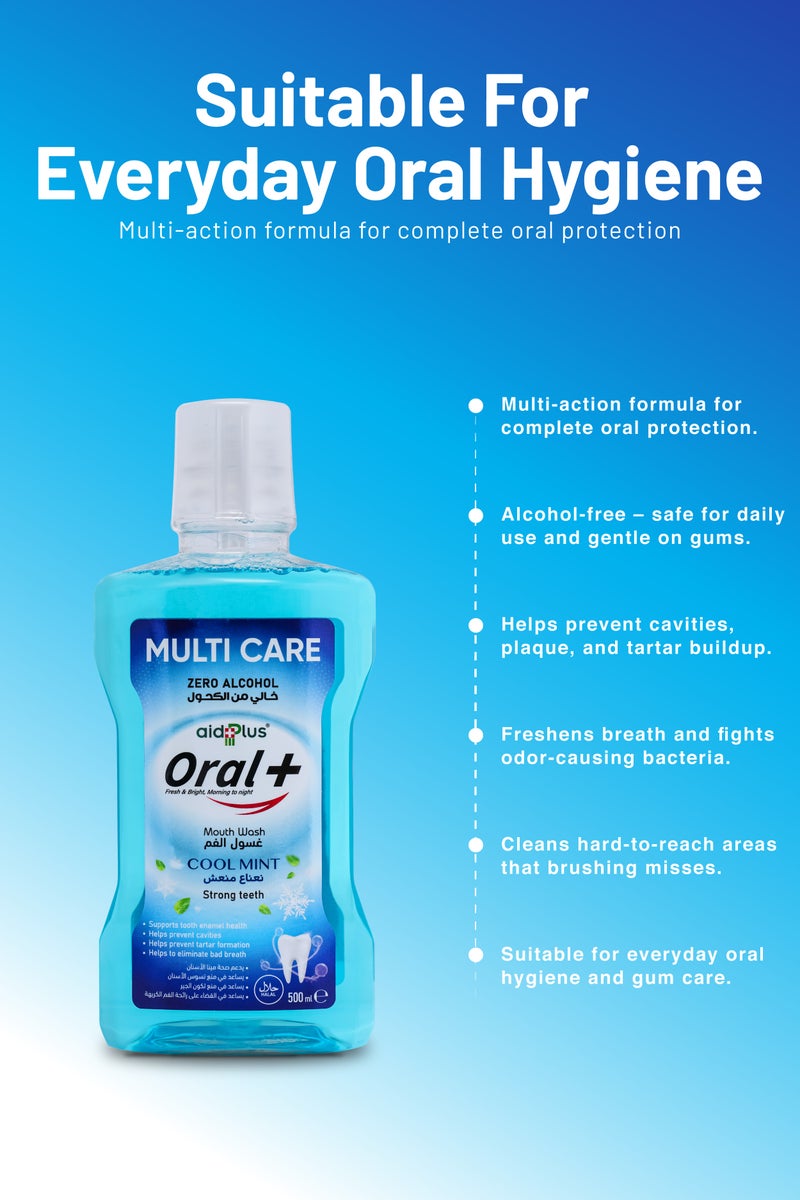 AID PLUS Oral+ Multi Care Mouthwash – Alcohol-Free, Complete Oral Protection 500ml - Image 4