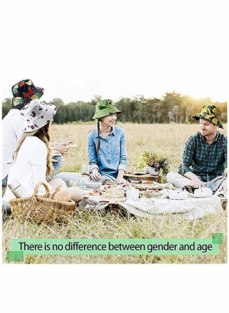 Y&D Unisex Print Bucket Hats, Cotton Beach Sun Hat for Women, Summer Travel Visor, Packable Hat, Outdoor Reversible Cap Women Men, Double Sides Wear, 4 Pack - Image 3