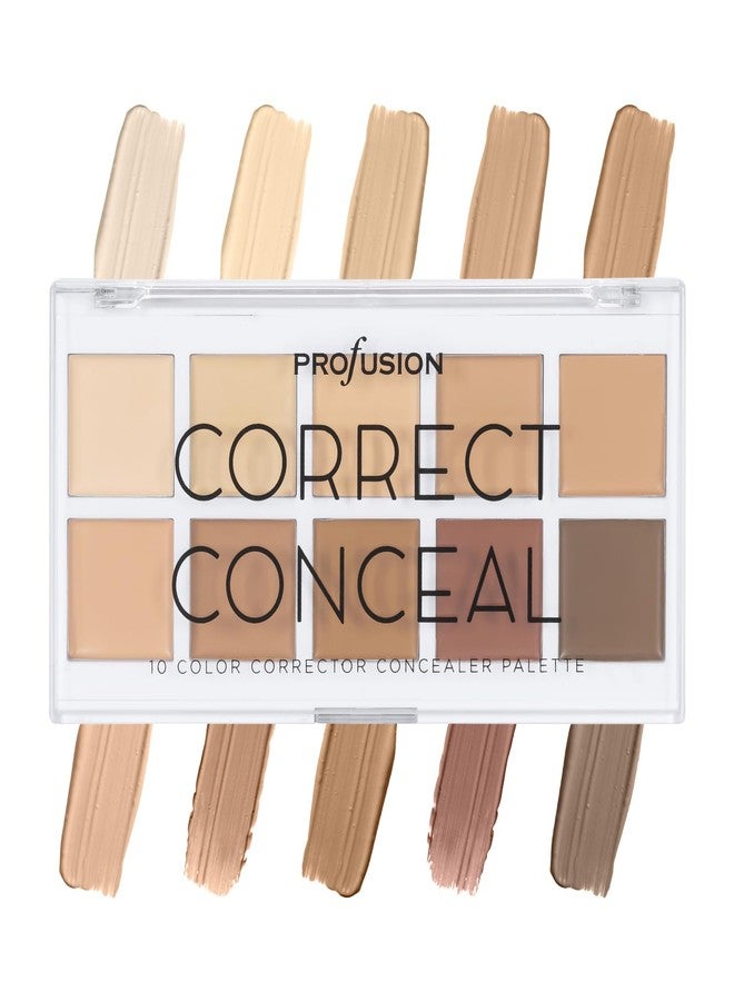 Profusion Cosmetics 10 Shade Corrector Concealer Palette, Achieve Ideal Base with Flawless Complexion Essentials and Ultimate Concealing Power with Natural Finish Corrector Palette - Image 1