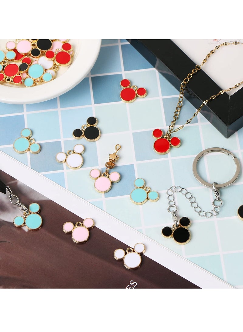 KASTWAVE Jewelry Making Charms, 50 Pcs Mouse Charms, 5 Colors Mouse Head Pendant Key Ring Colorful Acrylic Mouse Beads for Women DIY Jewelry Making Crafting Cartoon Mouse Keychains - Image 3