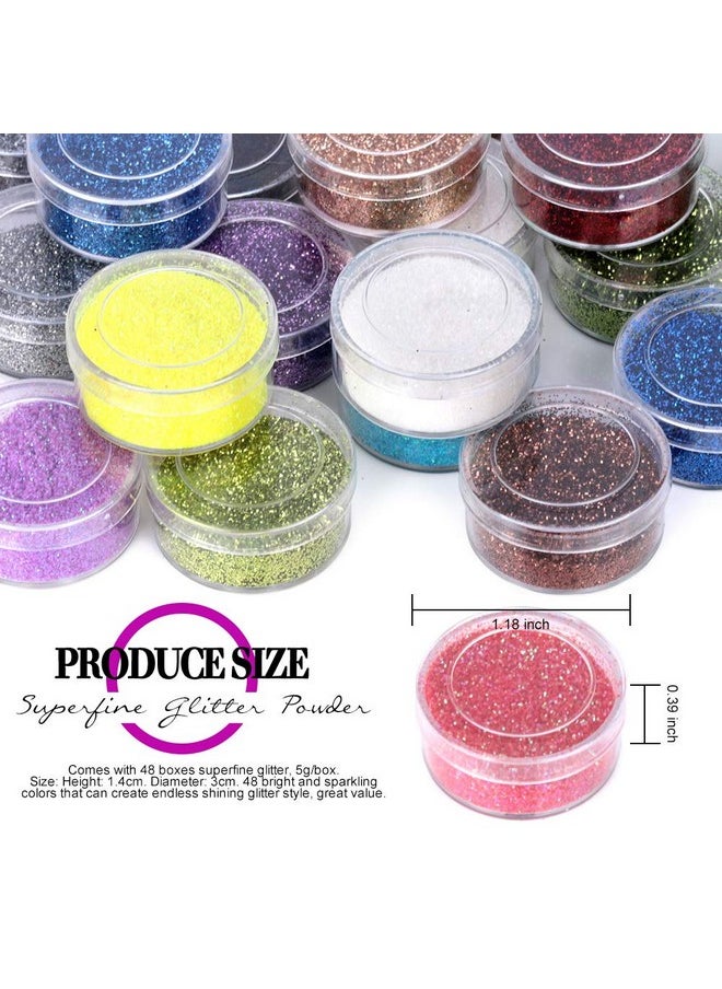 FANDAMEI 48 Colors Nail Glitter Set 48 Boxes 5G Nail Art Glitter Fine Glitter Powder For Eyeshadow Cosmetic Arts Crafts Decoration. Body Glitter Face Glitter For Festival Makeup Halloween  - Image 2