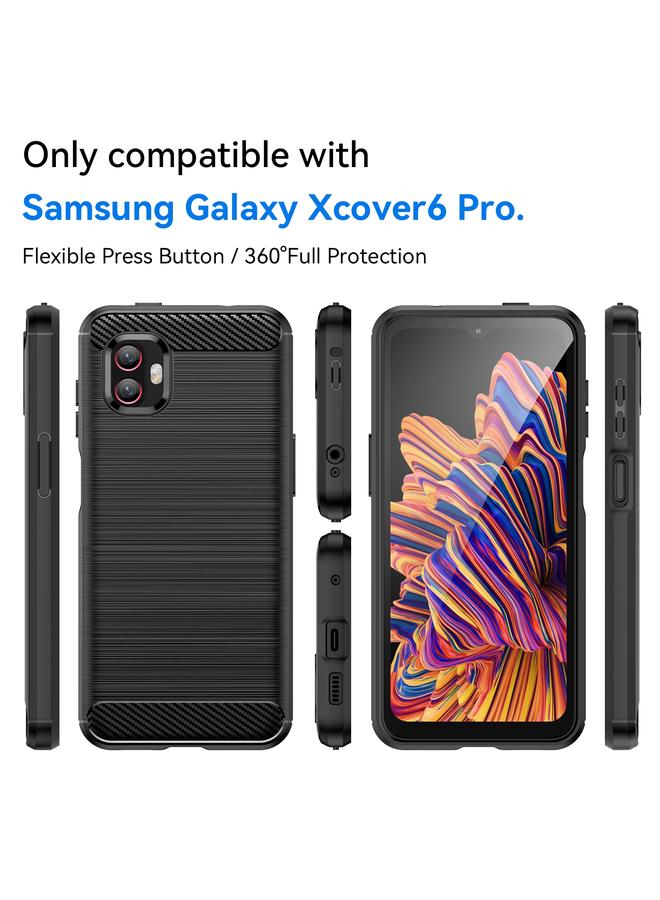 اس-توب جراب لهاتف Samsung Galaxy Xcover6 Pro مصنوع من ألياف الكربون المصقولة TPU - Image 2