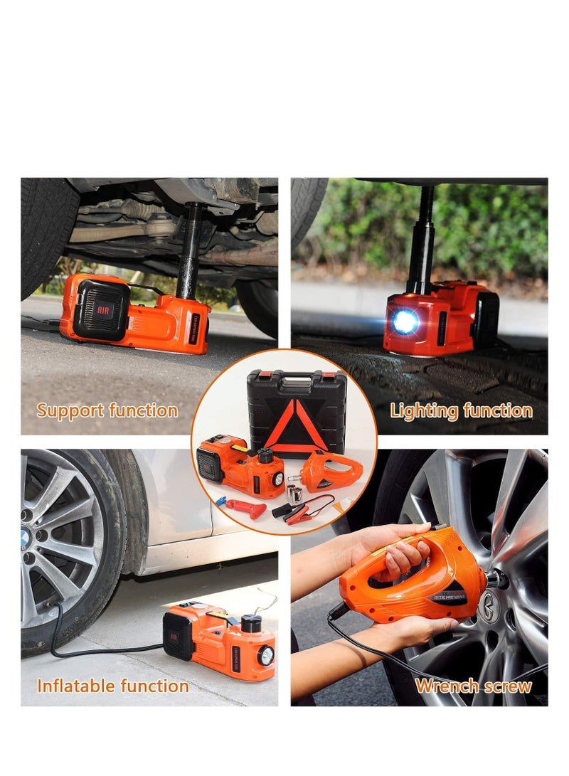 أيه بي جي مجموعة رافعة هيدروليكية كهربائية للسيارة 5 أطنان 12 فولت 5 في 1 مع مفتاح ربط صدمي وضاغط هواء، رافعة محمولة للسيارات الرياضية متعددة الاستخدامات والسيارات السيدان، أداة طوارئ على جانب الطريق مع ضوء LED ومطرقة أمان - Image 2