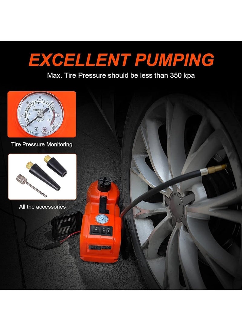 أيه بي جي مجموعة رافعة هيدروليكية كهربائية للسيارة 5 أطنان 12 فولت 5 في 1 مع مفتاح ربط صدمي وضاغط هواء، رافعة محمولة للسيارات الرياضية متعددة الاستخدامات والسيارات السيدان، أداة طوارئ على جانب الطريق مع ضوء LED ومطرقة أمان - Image 4