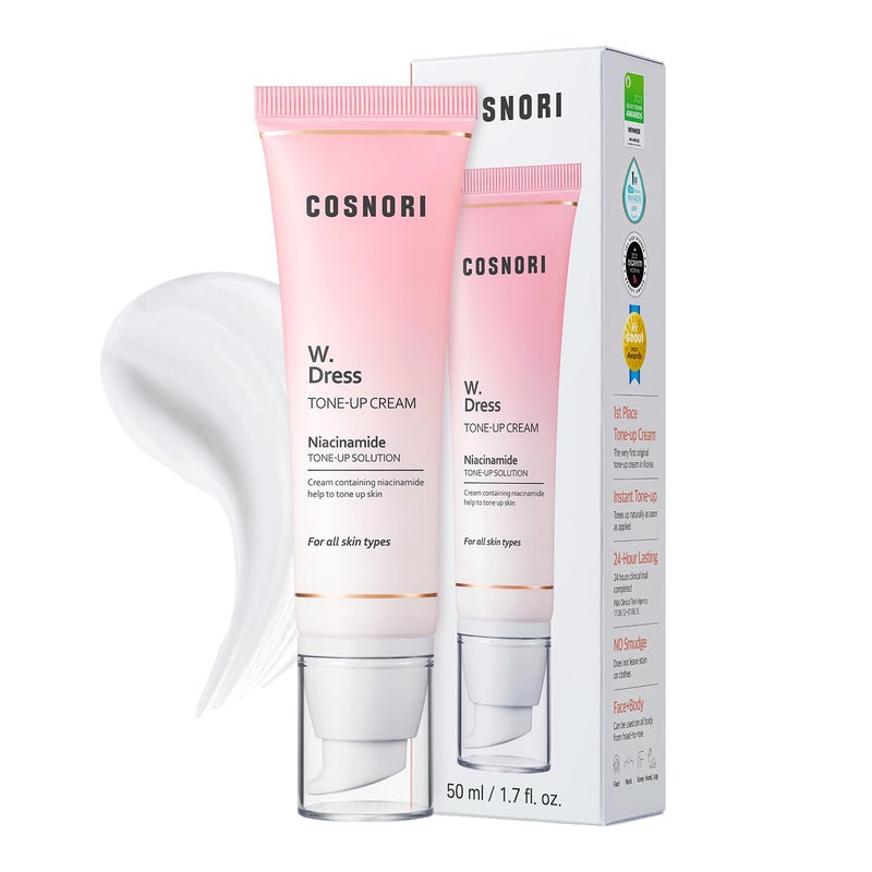 COSNORI W Dress Toneup Cream Quick Skin Tone Balancer  Evens Out Complexion  No Makeup Natural Look  LongLasting Hydrating  Sebum Control Face and Body  Vegan No Animal Tested  17 fl oz
