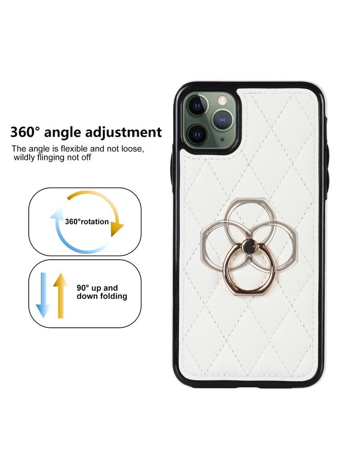 زبون جراب هاتف iPhone 11 Pro مصنوع من جلد البولي يوريثان على شكل معين مع حامل حلقي - Image 2